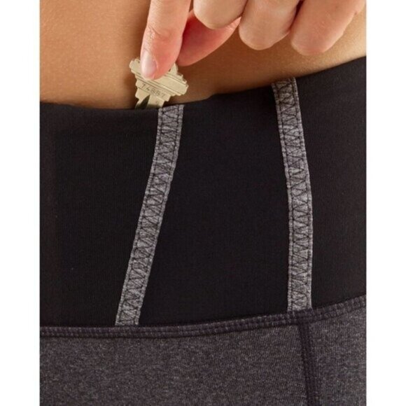 LULULEMON Tadasana Slit Crop Legging Womens Size 2 Heathered Black Gray - Picture 2 of 7